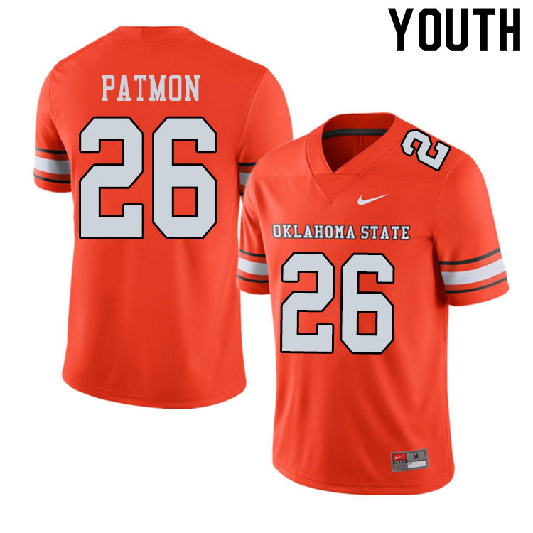Youth #26 Tyler Patmon Oklahoma State Cowboys College Football Jerseys Sale-Alternate Orange